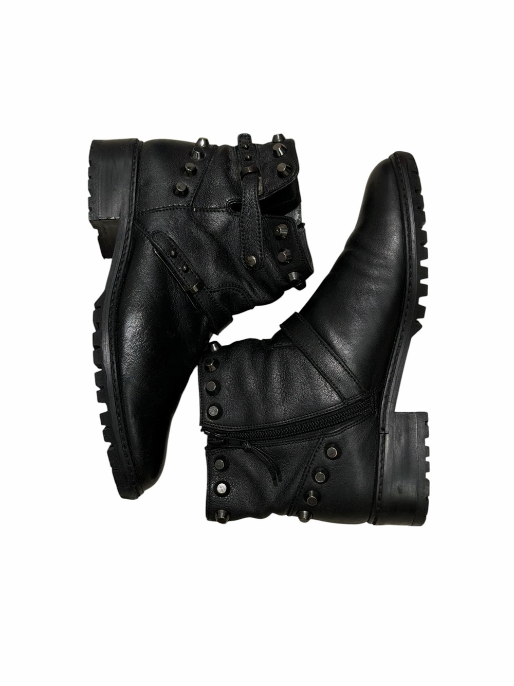 Stewart Weitzman Studded Black Leather Ankle Boots 5.5